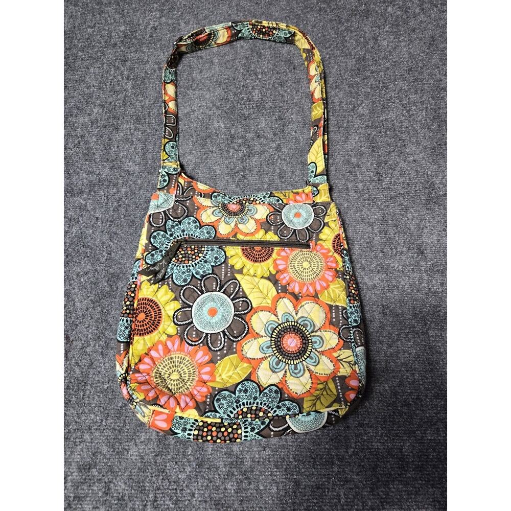 Vera Bradley Bag Orange Yellow Turquoise Messenger Crossbody Floral Purse - Picture 2 of 10